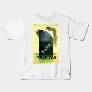 L'Atlantique Ocean Liner - Iconic Art Deco Travel Poster Design by A M Cassandre Kids T-Shirt